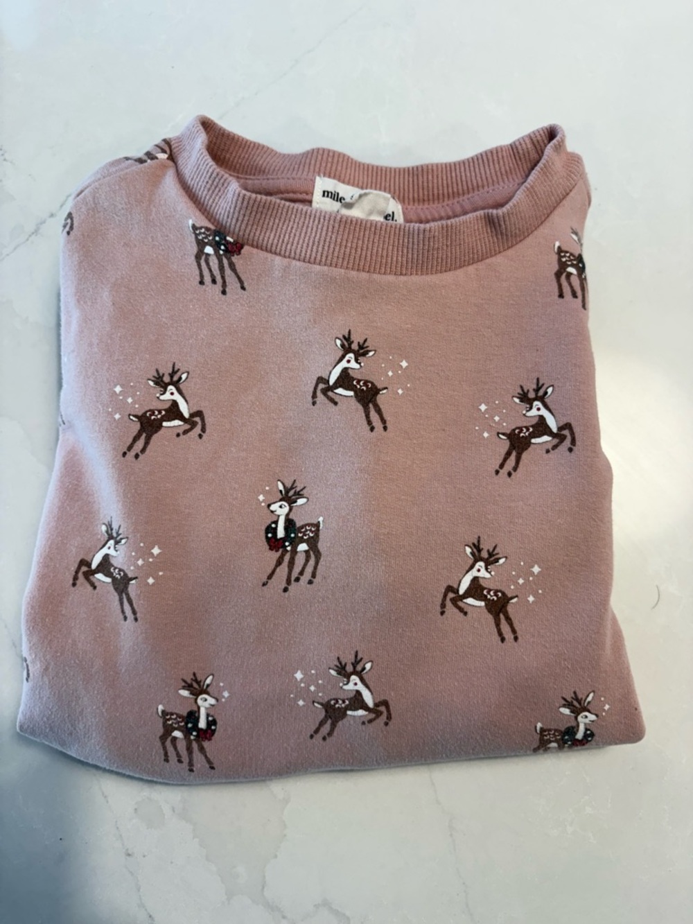Miles the label Pink Reindeer Print Sweatshirt